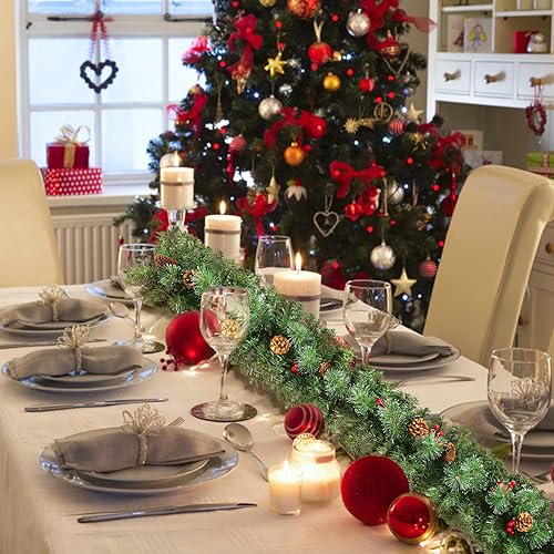 Miniatura 4 de Uten Guirnaldas de Navidad de 5.9 pies, decoraciones artificiales de Navidad con conos de bayas de PVCPE, para interiores y exteriores, puerta de