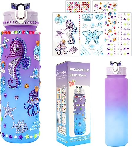 Regalos de Navidad para niñas, decora tus propios kits de botellas de agua para niños de 4-5-6-8-10-12, regalos de cumpleaños para niñas, rellenos