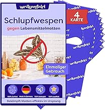 Schlupfwespen gegen Lebensmittelmotten – 4 Karten mit 1 Lieferung – Effektive & Chemiefreie Mottenbekämpfung – Natürliche Alternative zu Mottenfallen, Sprays & Pheromonfallen