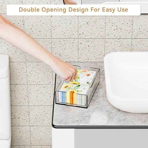 Miniatura 4 de Cq acrylic Servilleteros transparentes para cocina, cesta de toallas de invitados, soporte para toallas de papel en transparente, servilletero de