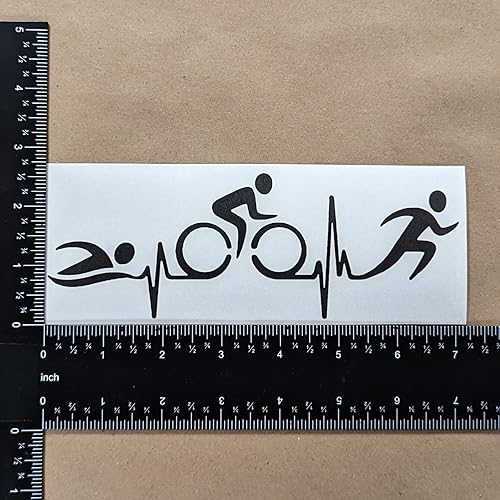 Miniatura 31 de Paquete de 4 calcomanías de triatlón: Ciclo de natación Correr, TRI, latido del corazón de triatlón (blanco, grande ~ 5 pulgadas)