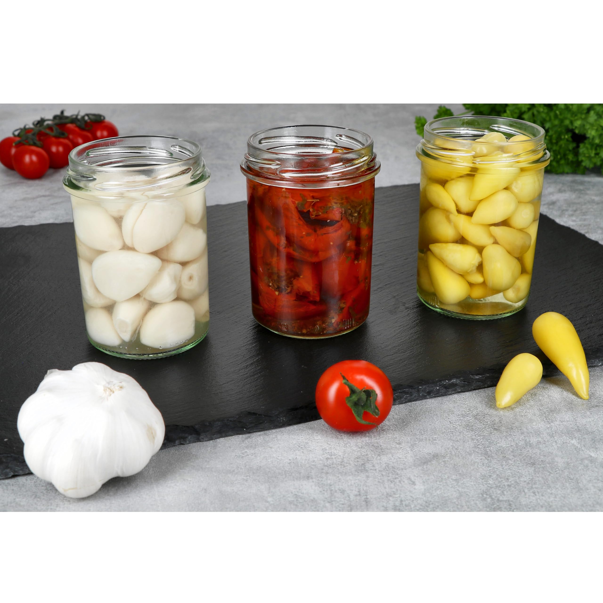 MamboCat Set 50 pots hauts Contenu 230 ml avec couvercle noir To 66, livre de recettes inclus Diamant Gelierzauber Idéal comme pot de confiture ou de conserve