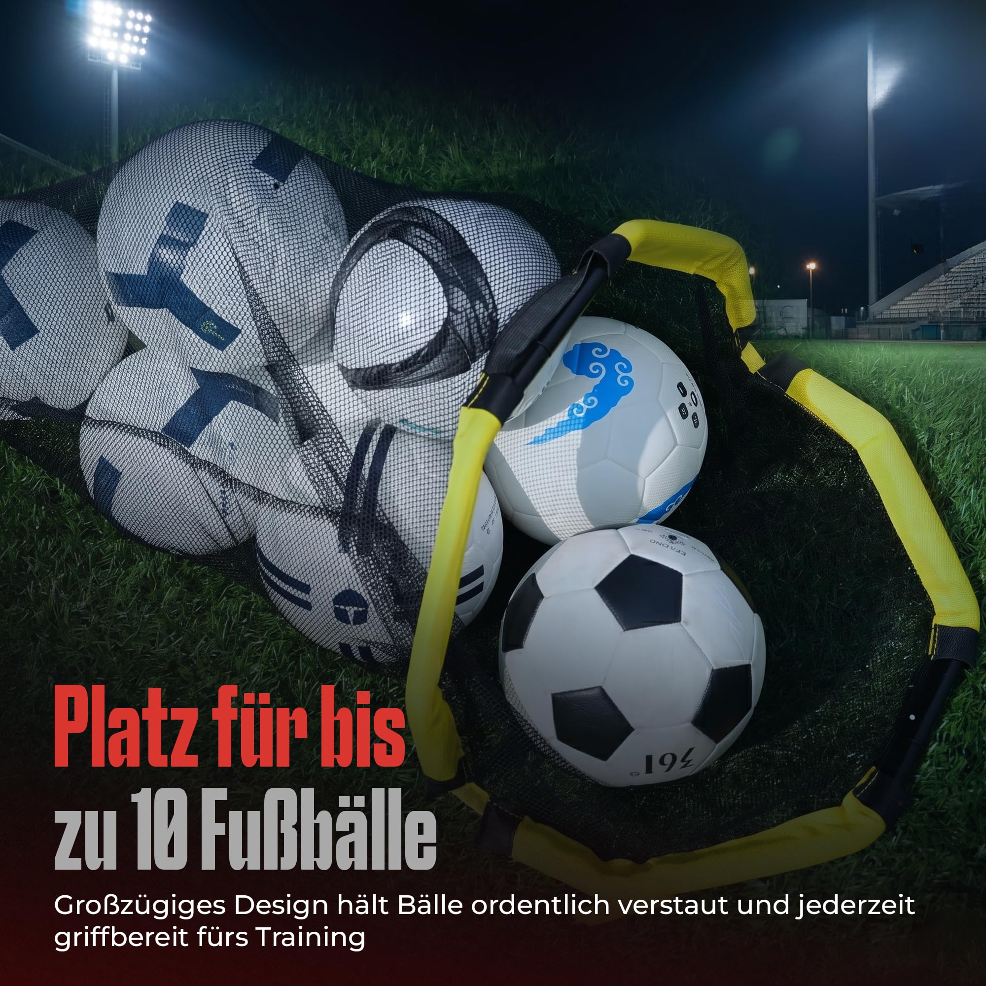 GainPlay Fußball Zielnetz – Trainingshilfe für Schuss- & Zielgenauigkeit, einfache Befestigung am Torpfosten, auch als Ballnetz nutzbar, mit Verschlussfunktion – Fußball Trainingszubehör