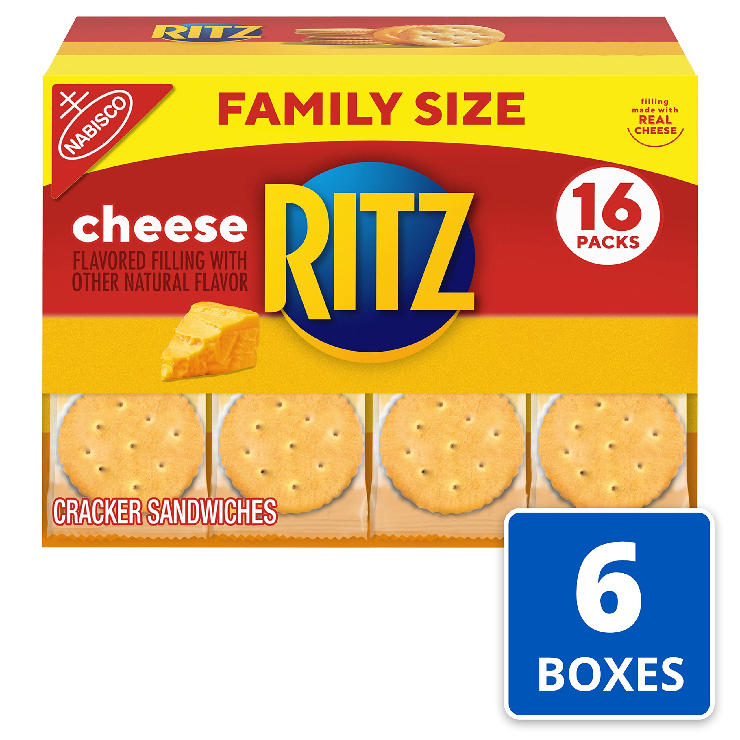 RITZ Cheese Sandwich Crackers Family Size 96 Snack Packs 6 Boxes 6 Crackers Per Pack product thumbnail 6