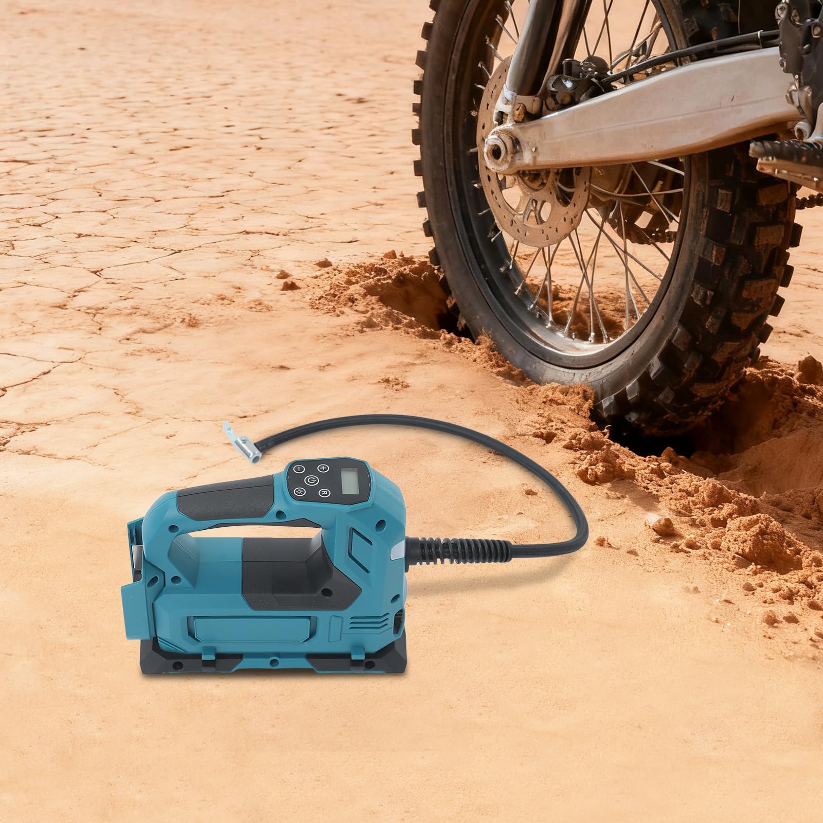 Compresor de aire inalámbrico con motor de cobre puro de 250 W, compresor de aire portátil con indicador y 4 luces LED, bomba de aire de mano inalámbrica para coches, motocicletas, bicicletas