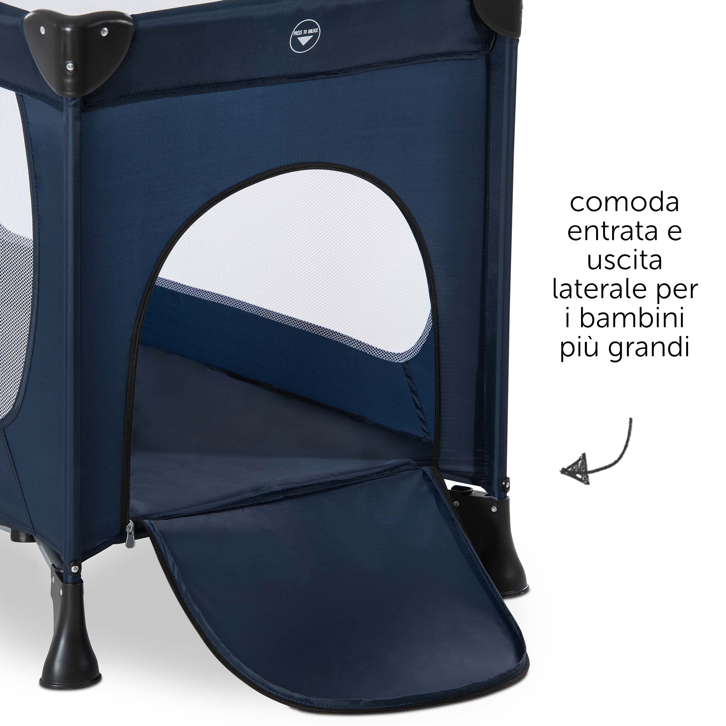 hauck Lettino Neonato Da Viaggio Dream N Play Plus - Set XXL Con Materasso, Tenda Gioco e Zanzariera - Culla Da Campeggio Pieghevole Con Borsa e Ampia Apertura - (Navy Blau)