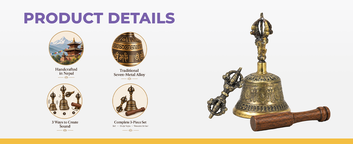 Amazon.com: Mudra Crafts Medium Antique Brass Tibetan Bell & Dorje