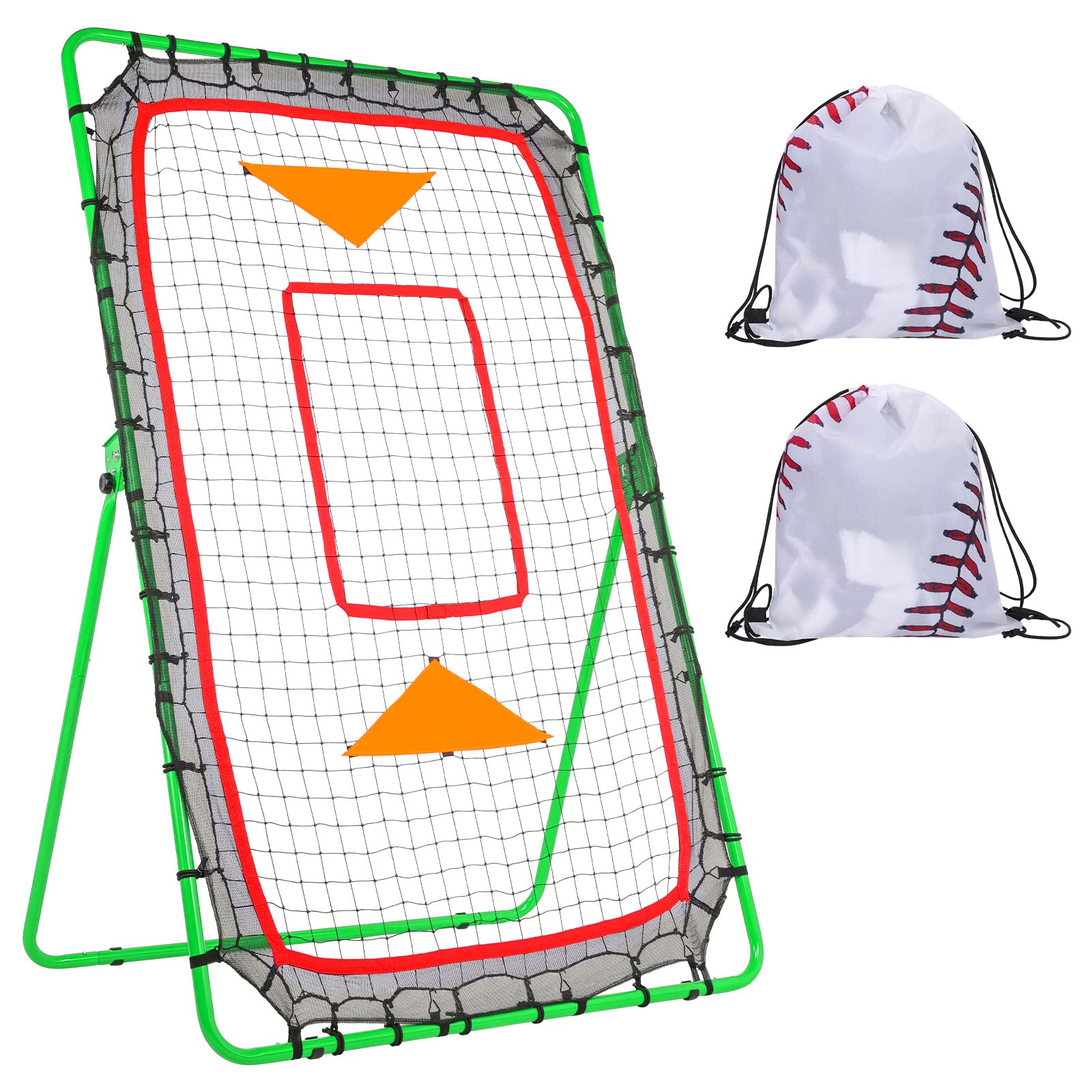 NEW UPGRADE 2+1 Pitch Back Rebounder Net, 6x365 FT