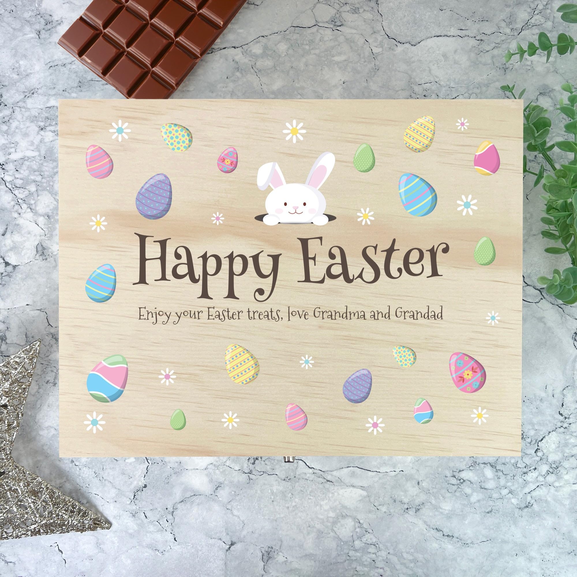 Cesta de madera personalizada para huevos de Pascua – Nombre individual, regalo de Pascua, cesta de Pascua, golosinas de Pascua, niños, Pascua, Pascua, Pascua, decoración de Pascua, 30 x 22,9 x 18 cm
