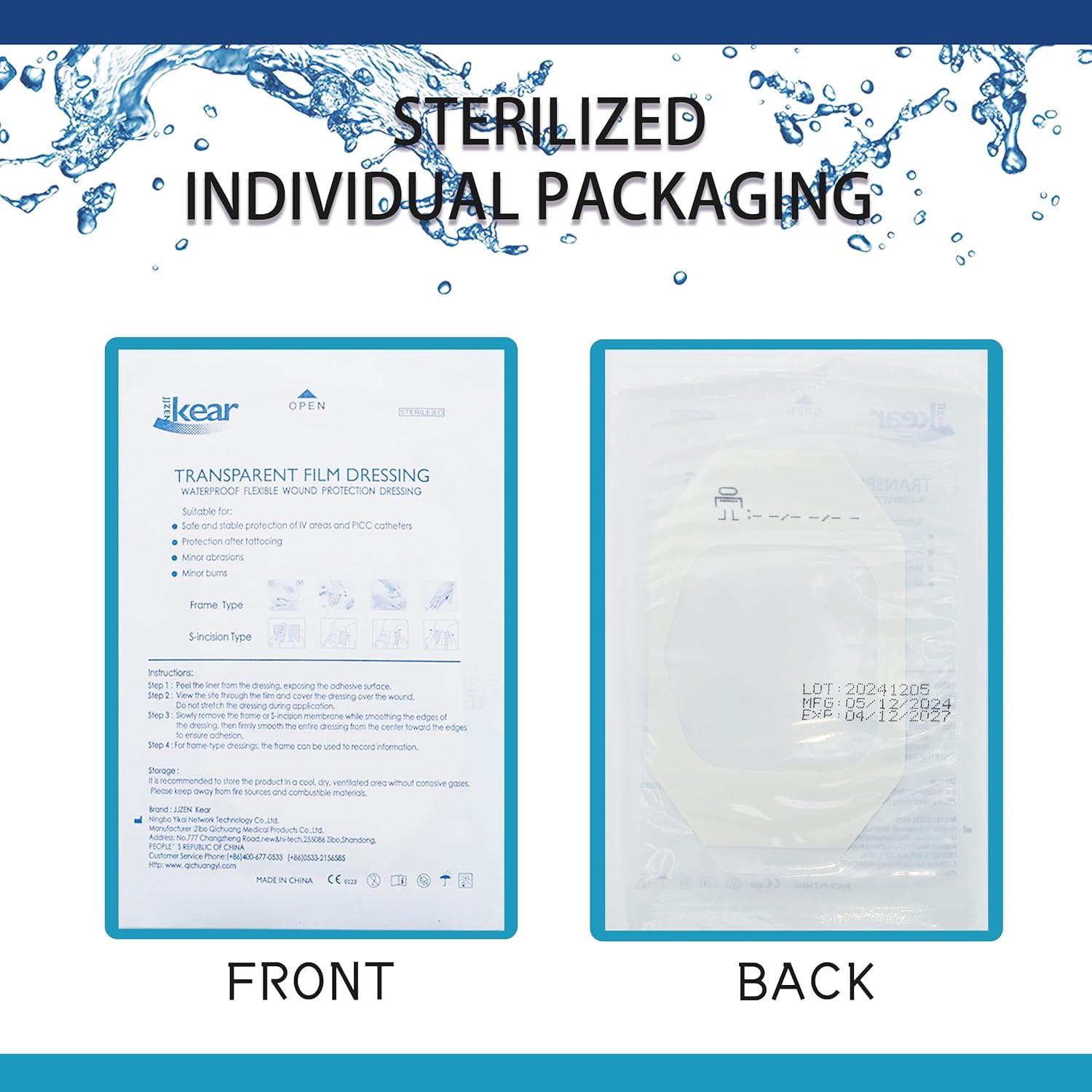 2.3"x2.75"-100 Individual Packages Transparent Sterile Waterproof Film Dressings for Wound Cover - Medical Grade - Clear Adhesive Skin Bandages for IV Shield, Tattoo Aftercare (TP,2.3" x2.7"-100PCS) - Image 3