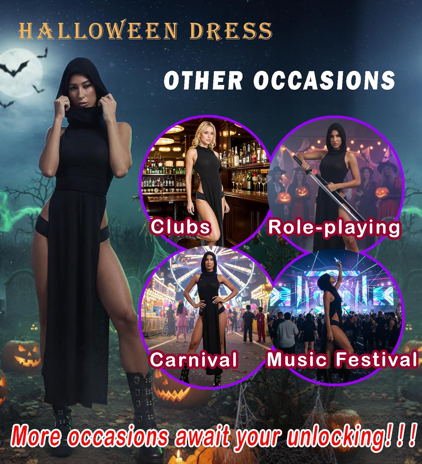 Goth Rave Dress for Women Streetwear Festival Sexy Cosplay Outfits Party Club Costume Night Out Dresses - Image 7