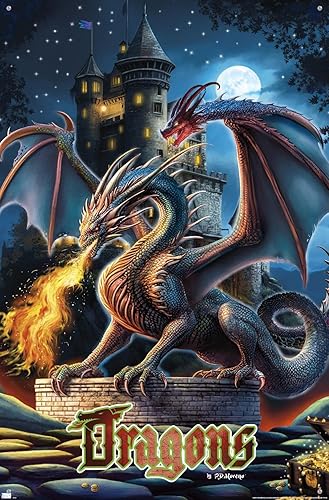 Miniatura 10 de Trends International PD Moreno - Póster de pared de castillo de dragón, 14.72 x 22.37 pulgadas, paquete de póster premium y alfiler