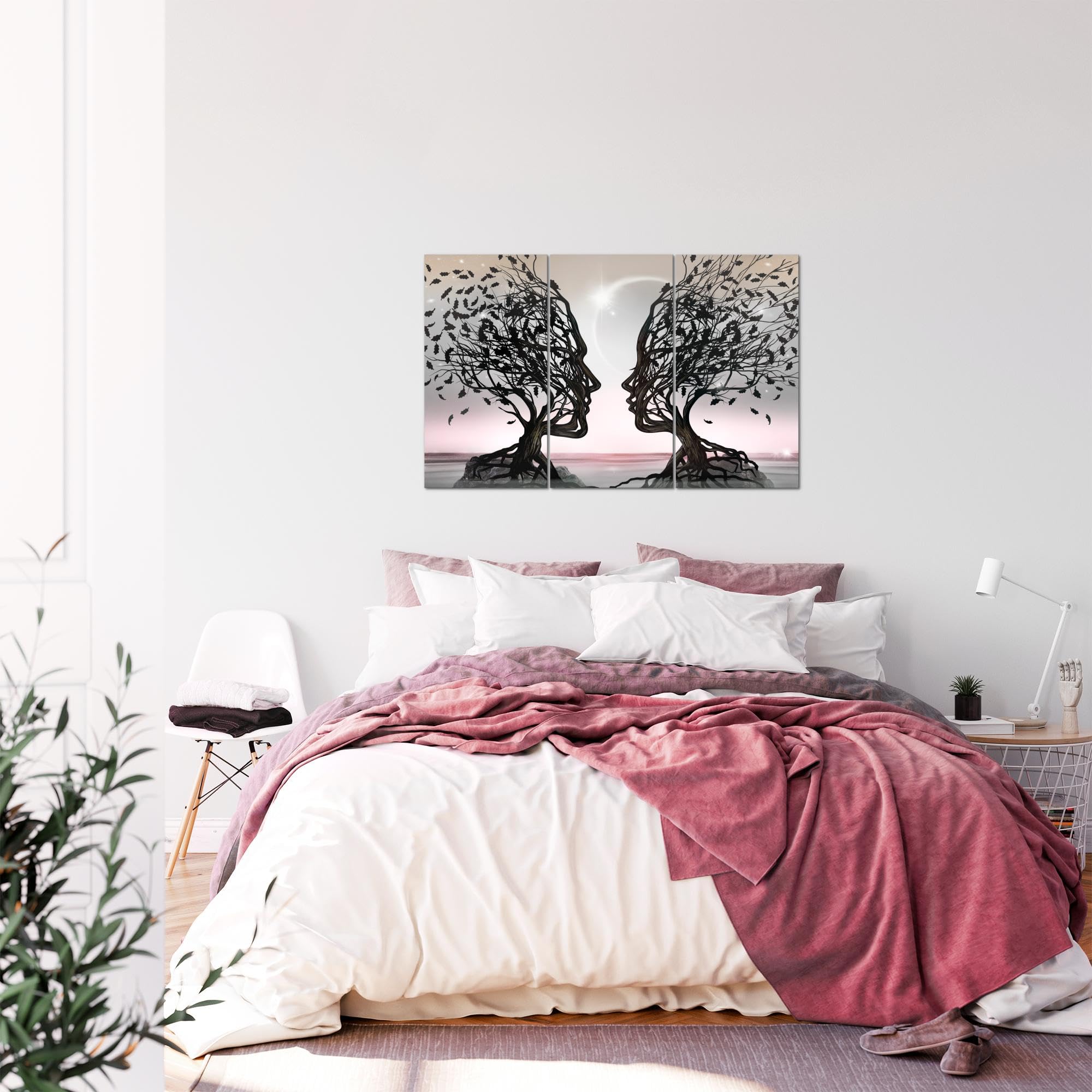 Runa Art Amantes Cuadro Lienzo no Tejido 3 Piezas Árbol abstracto Gris Rosa Dormitorio Corredor 044831b