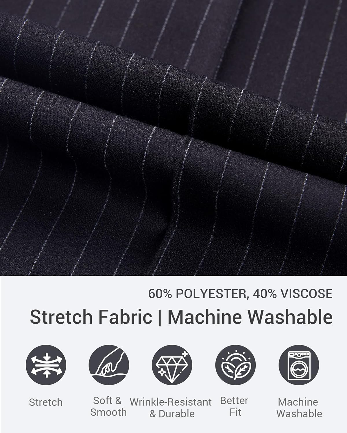 Men's Double Breasted Slim Fit Wedding Suit, 2-Piece Peak Lapel Stretch Washable Formalwear Groom Business Suit - Image 5