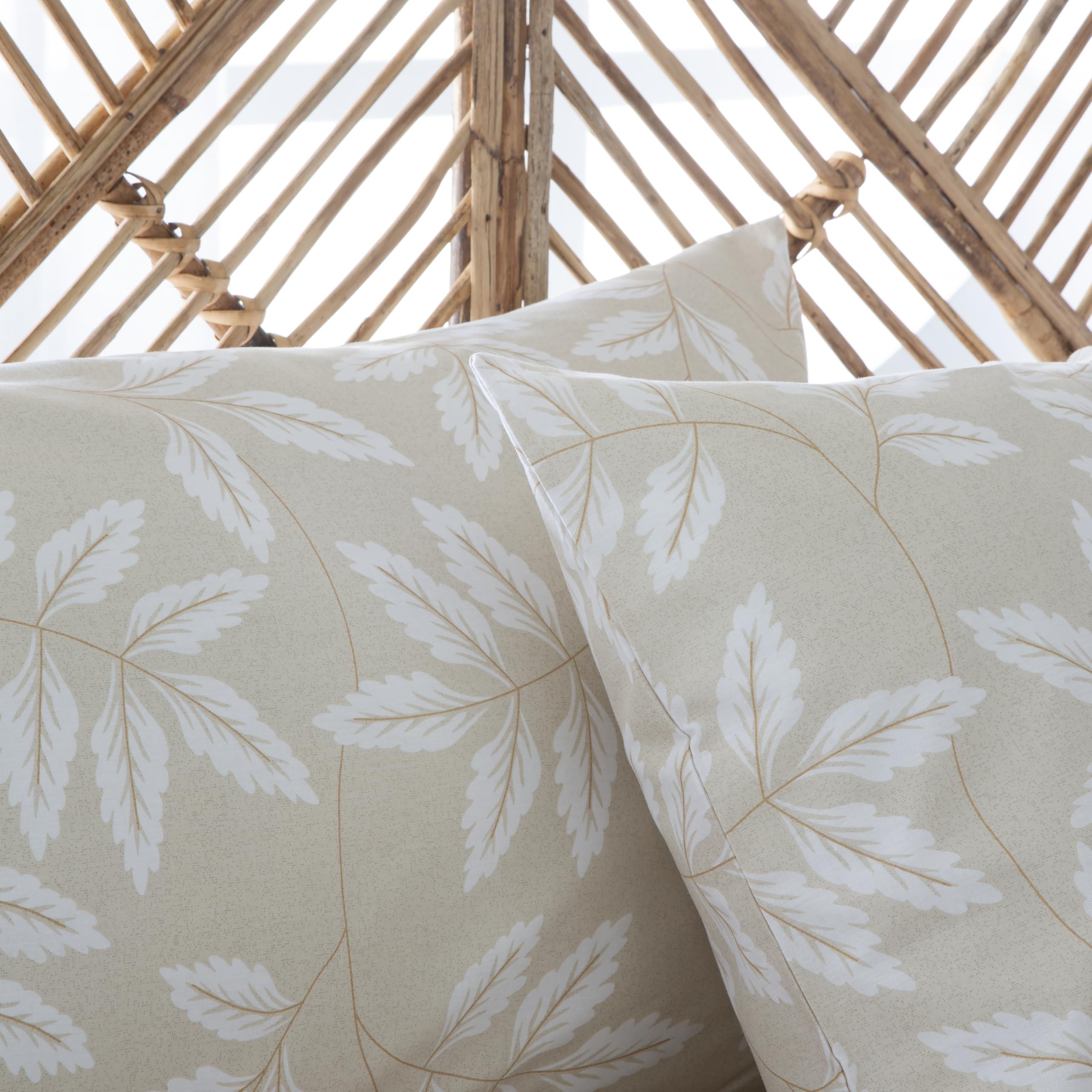 COTTON ARTean Juego de sábanas 150 Algodón Organico BATAN Beige | Incluye 4 piezas: encimera, bajera ajustable, 2 fundas de almohada. Certificado OEKO-TEX
