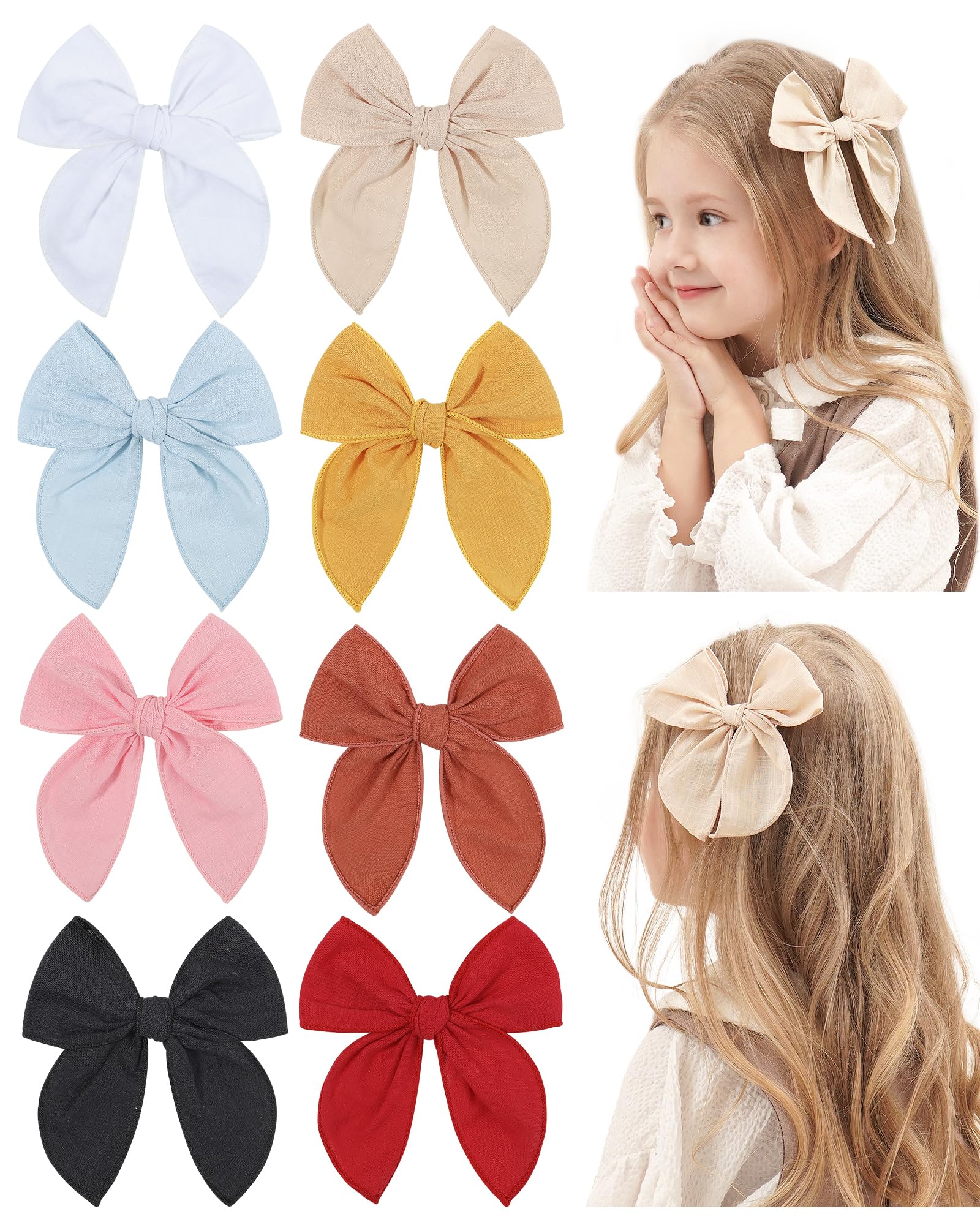 Lot de 8 barrettes à cheveux entièrement doublées pour bébé fille, adolescents, tout-petits, nouveau-nés, enfants