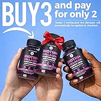 Vista 7 de Gomitas de biotina y colágeno de 10000 mcg, vitaminas de biotina para el crecimiento del cabello, aceite de semilla de calabaza, extracto de palma