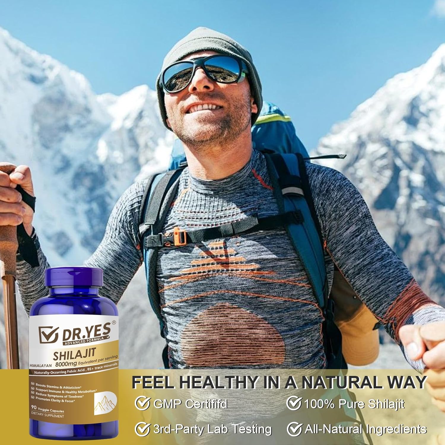 DR.YES Himalayan Shilajit Capsules for Men & Women, Support Energy & Immune, Vegan, Non-GMO, 90 Capsules - Image 6