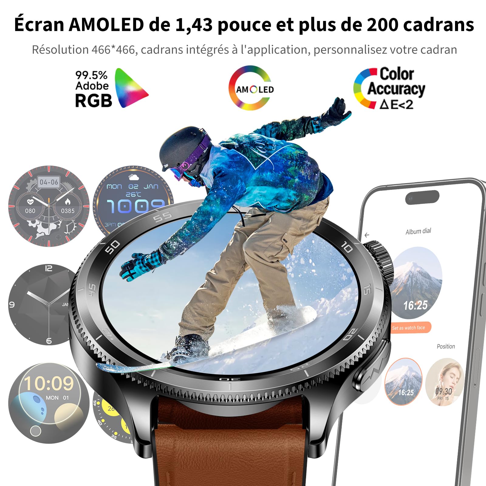 Marsyu Montre Connectée Homme Femme ECG/Tension Artérielle/Cardio/Sommeil
