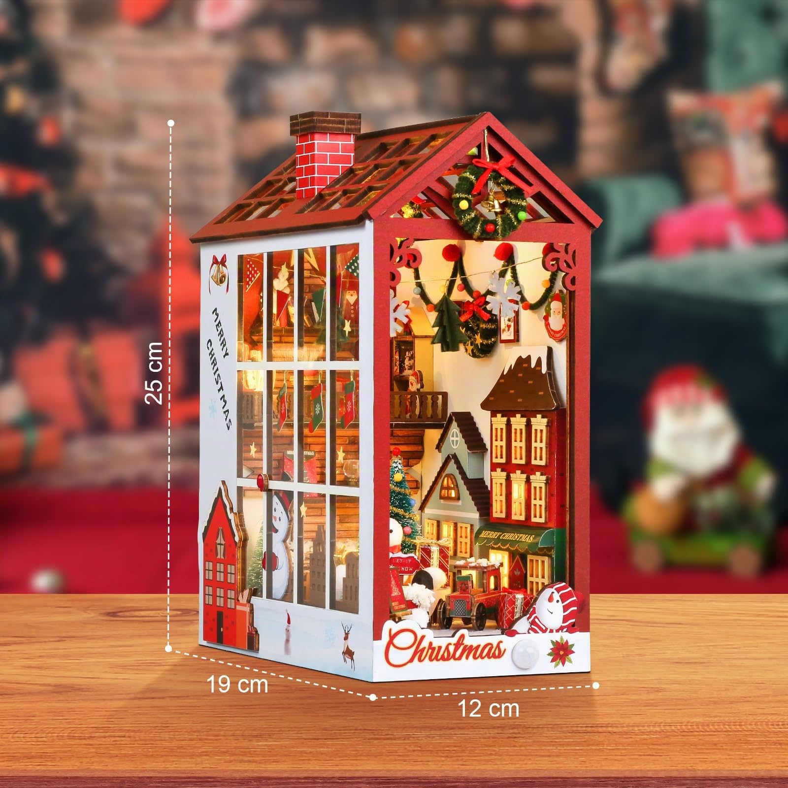 Cuteefun Miniatura per Casa delle Bambole DIY, Natale Fai da Te Book Nook Kit, Decorazione Inserto libreria, Regalo per Compleanni Halloween