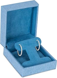 ALLUREPACK Linen Weave Reversible T-Bar Jewelry Gift Box – Jewelry Case for Men and Women – Earring & Pendant Holder with Suede Interior – Perfect for Gifts
