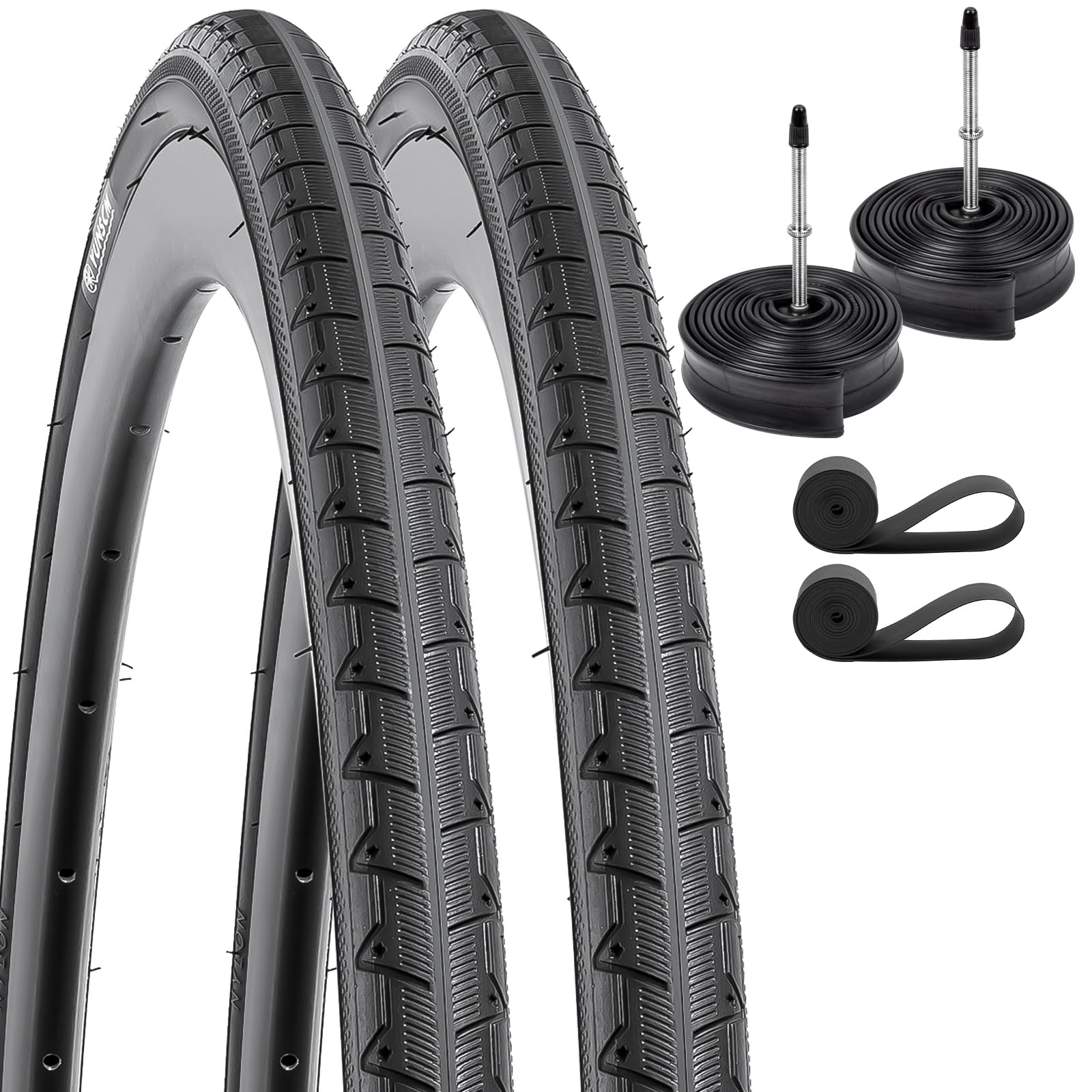 YunSCM 2本セット,700 25c タイヤ,700x25c 25-622 自転車タイヤ + 700x25/32c チューブ 仏式バルブ60mm +リムテープ + タイヤレバー,適用 700x25c ロードバイク,Y-1054