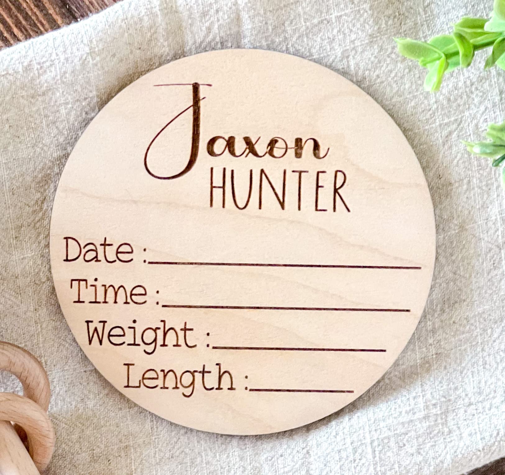 Personalized Newborn Announcement Sign for Hospital - Single Sided - Wooden Birth Announcement Sign - Name Baby Announcement Sign Customized Gender Neutral (Single Sided Name and Blank Stats)