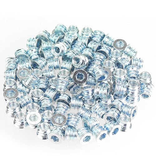 Miniatura 53 de Insertos roscados de 5/16"-0.709 x 0.984 in, acero al carbono chapado en zinc, con llave hexagonal para tornillos de muebles de madera, 26 piezas