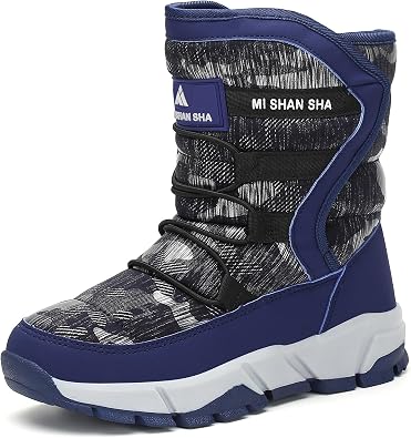 Mishansha Snow Boots for Kids Outdoor Waterproof Boys Winter Boots Toddler Plush Linning Warm Boot for Walking Skiing
