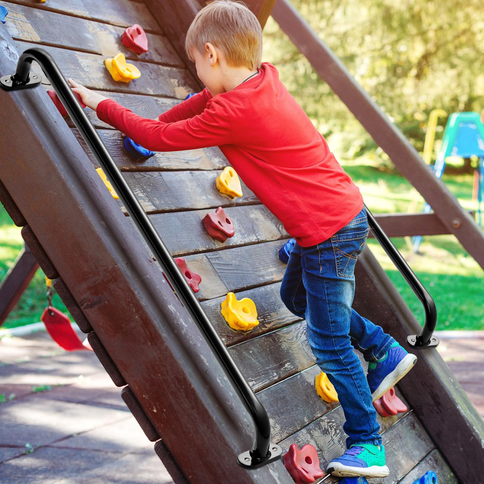 4 Pack - 37 Inch Playground Ladder Handles | Metal Monkey Bars For Treehouse & Playhouse Safety