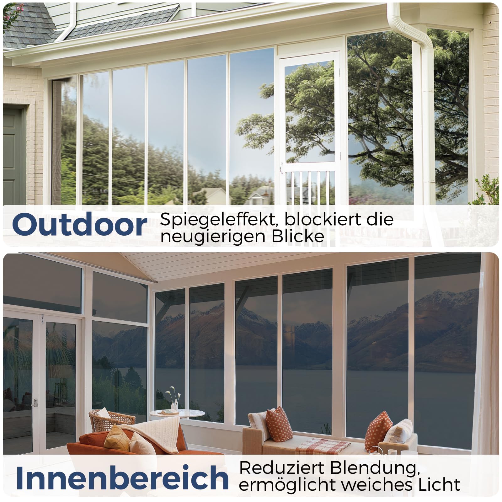Lifetree Spiegelfolie Fensterfolie Schwarz-Silber Montageset 90x400cm | UV-Schutz Hitzeschutz Sonnenschutzfolie Selbstklebend Wärmeschutz, Sichtschutz Blickdicht für Fenster Innen Wohnzimmer Büro