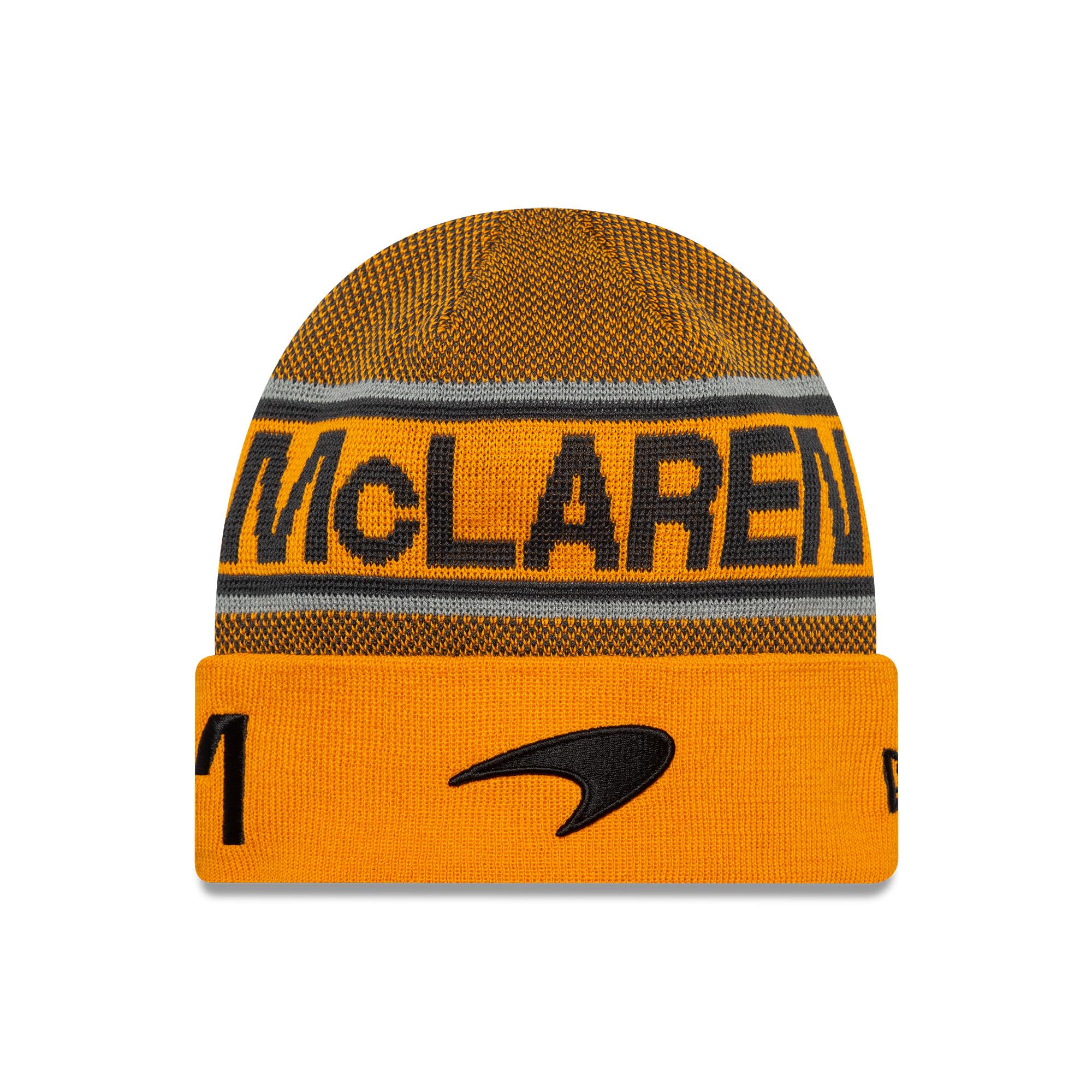 New Era McLaren F1 Team Official Beanie Hat, 2025 Collection, Oscar Piastri Driver Edition, Orange and Black