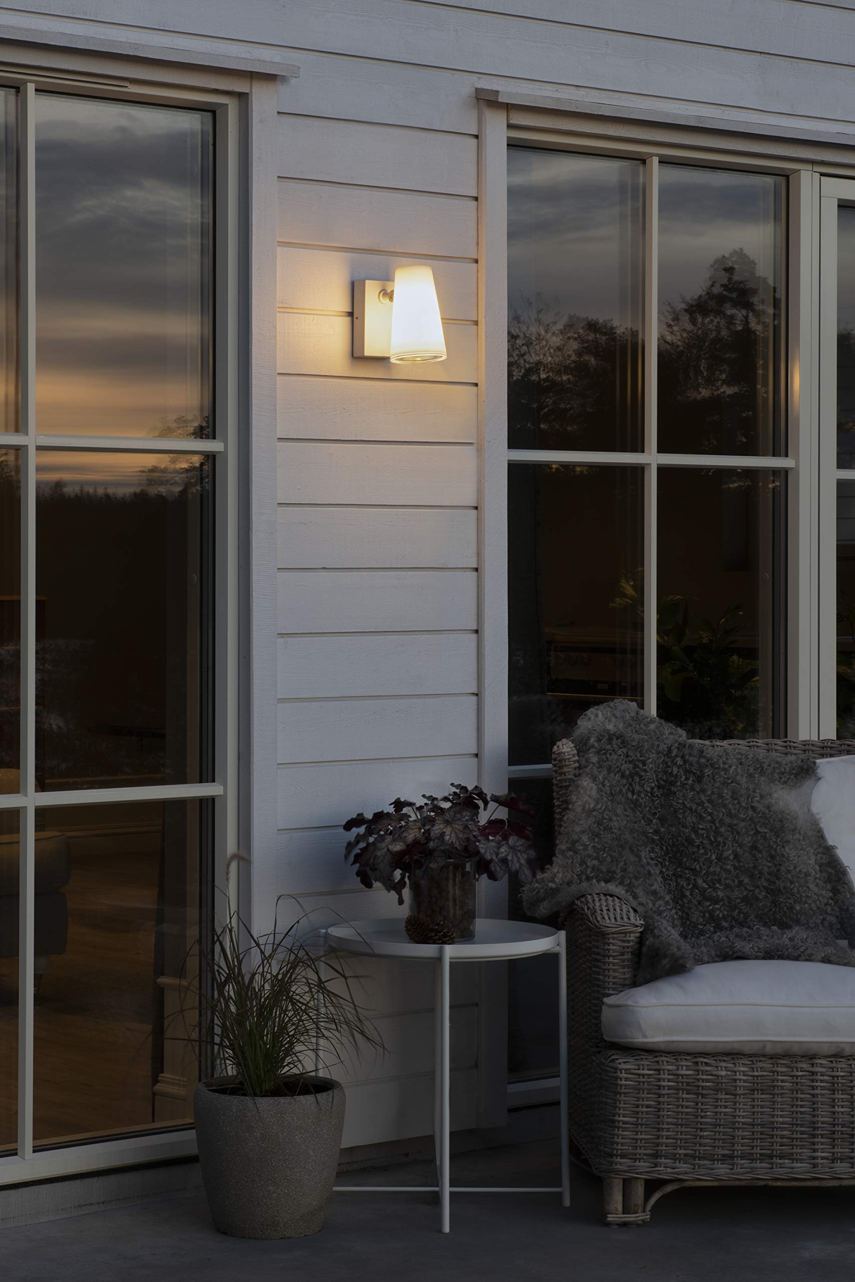 Konstsmide Outdoor Wall Light Mains Powered/Fano Modern Down Outdoor Lamp/Adjustable Head/1 x 25 W E27 Max Wall Lamp/Opal Acrylic Glass Lens/Aluminium/IP54/Outside Light White - Image 4