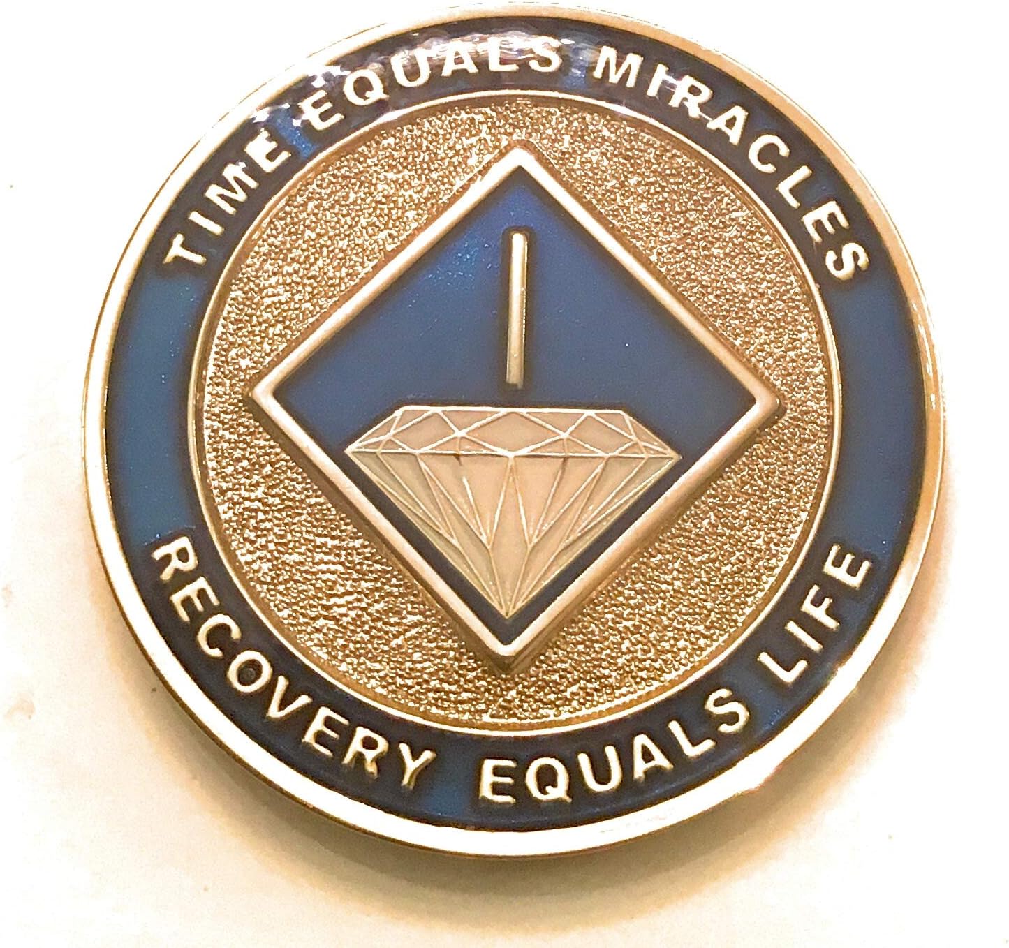 1 Year NA Blue & Gold Diamond Style Recovery, Clean, Medallion, Chip, Coin, Token