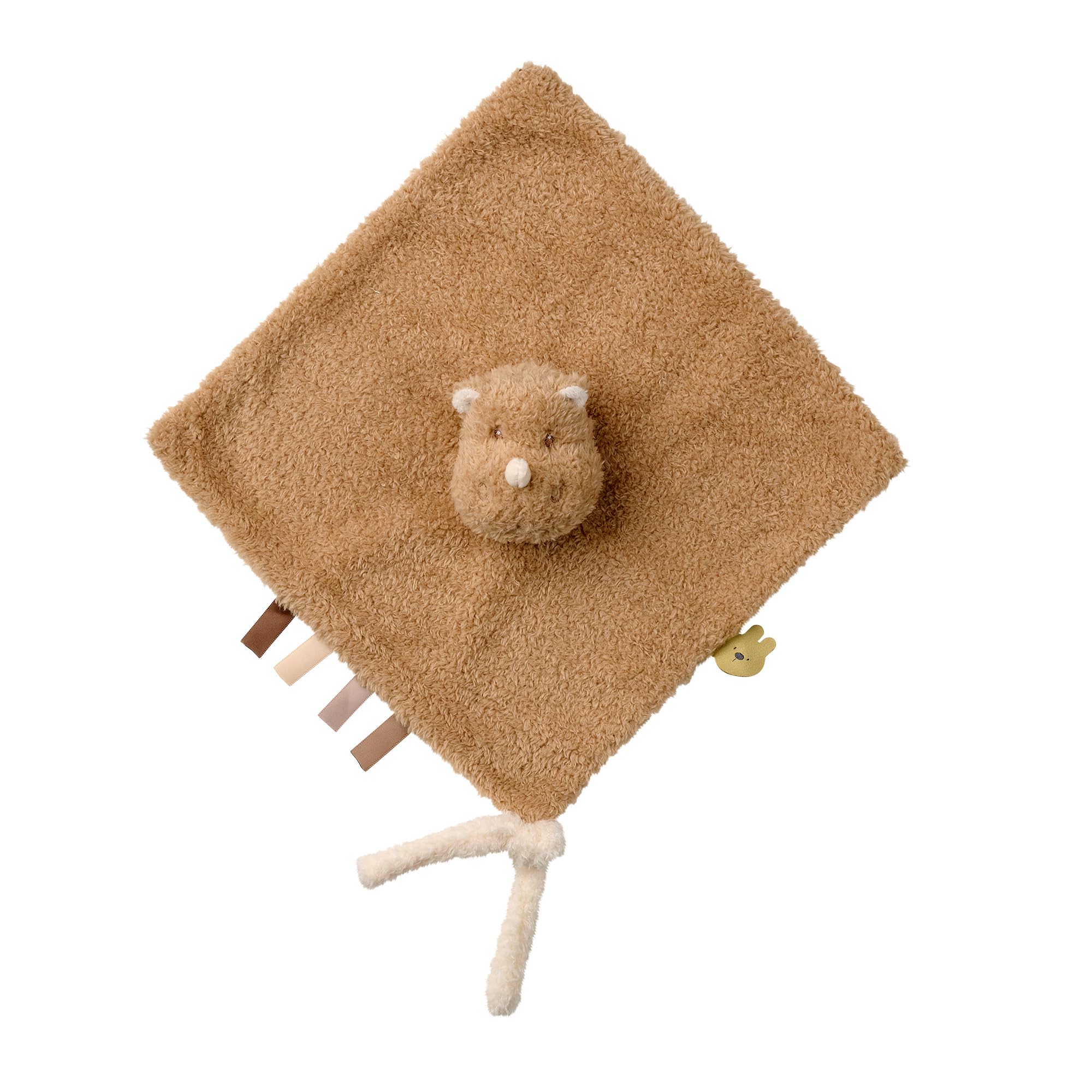 Nattou DouDou Comforter, Soft Cuddly Teddy Fabric, Baby and Infant Plush, Has Soother Attachment, Brown Rhino