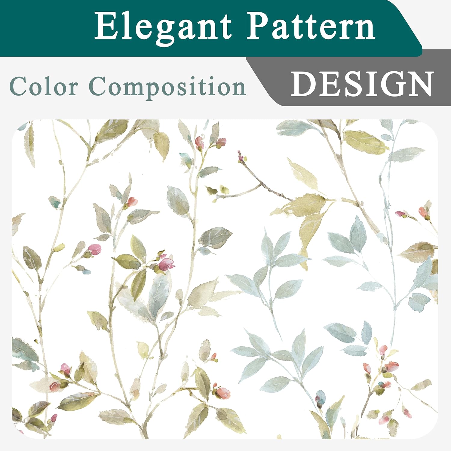 OWENIE Light Filtering Floral Curtains 84 Inches Long 2 Panels Set for Bedroom Living Room, Soft Airy Linen Blend Farmhouse Printed Leaf Design Grommet Textured Drapes, Each 58" Extra Wide 84" Long