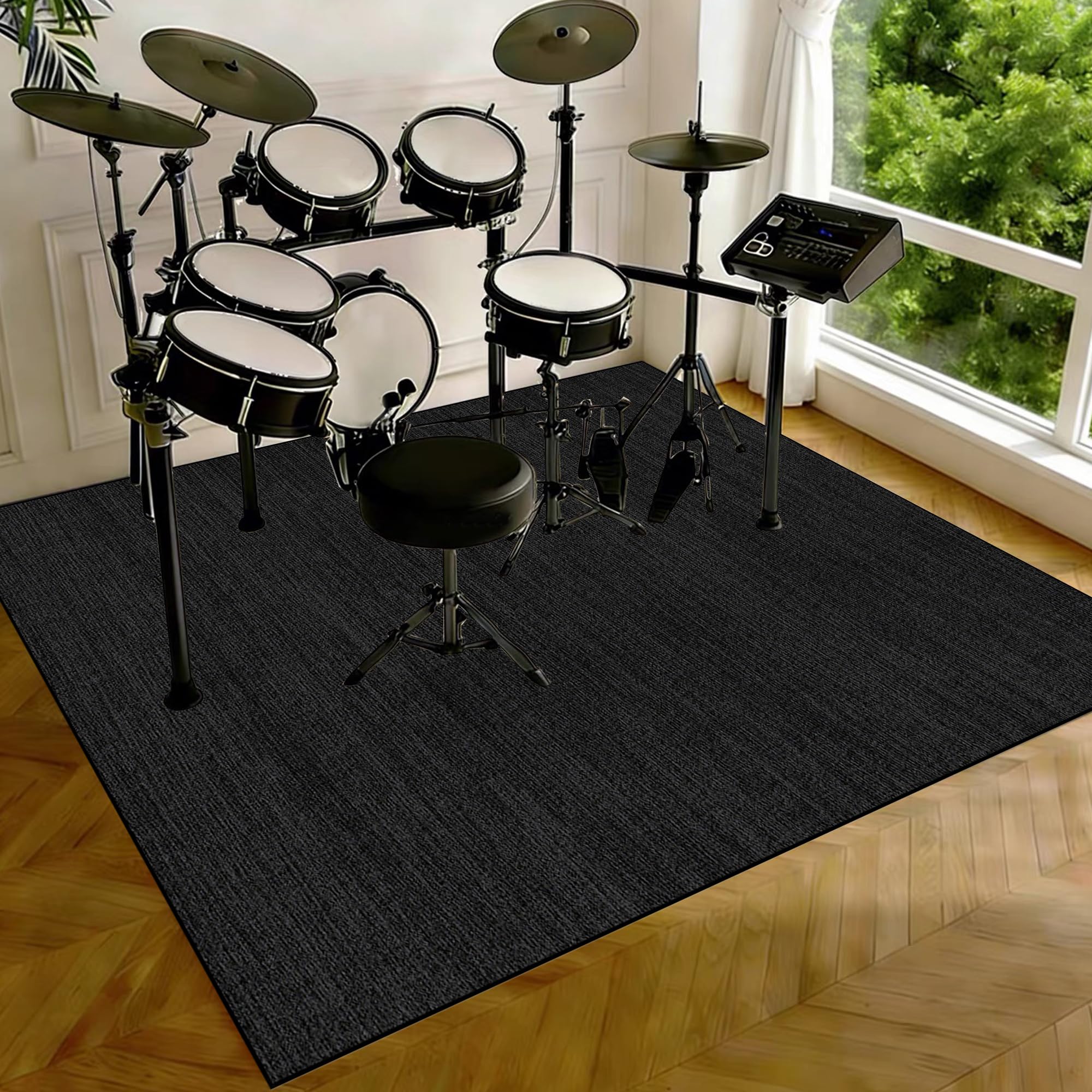 Tappeto Batteria Tappeto per Batteria Elettronica Tappetino Insonorizzato Drum Rugs Tappeti Rettangolari Antiscivolo per Batteria Elettroniche Rullante Acustica Grancassa Tappeto Tamburo 180 x 140 cm