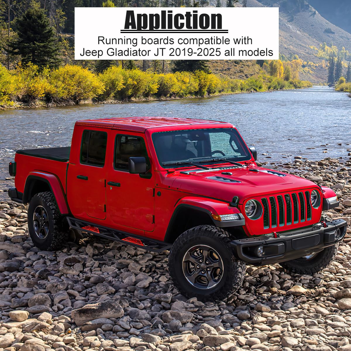 SUNPIE Running Boards Side Steps with All Steel Built Design Drop Side Steps Rails Durable Construction Nerf Bars Compatible with Jeep Gladiator (JT) All Model 2019-2025