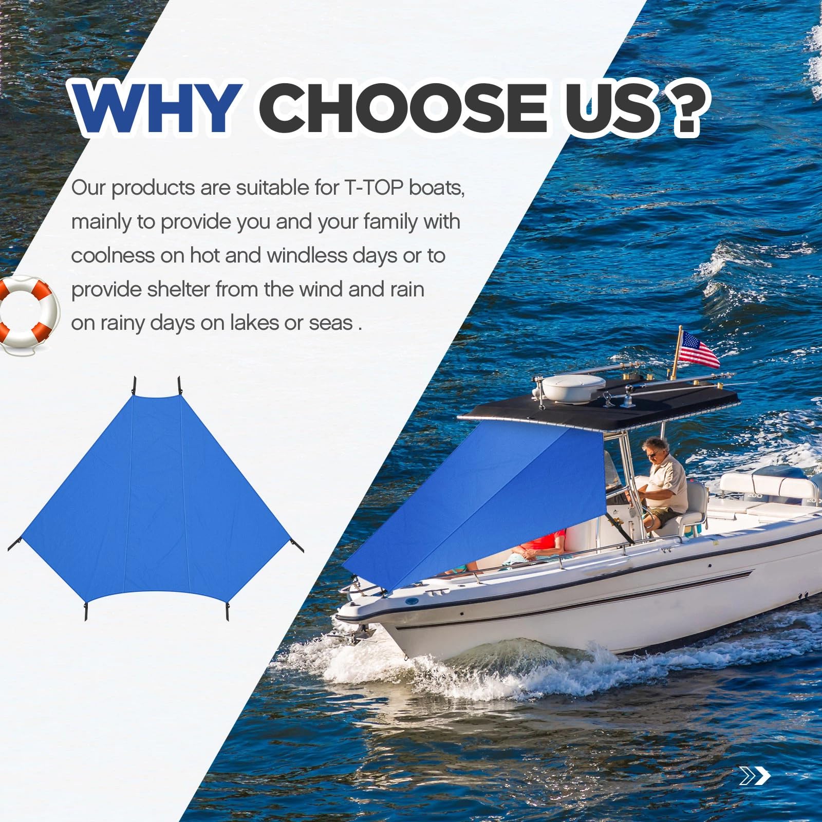 Store Bateau T Top 600D Oxford – Coupe-vent Imperméable, Pare-soleil Pour Plage, Camping Et Marine