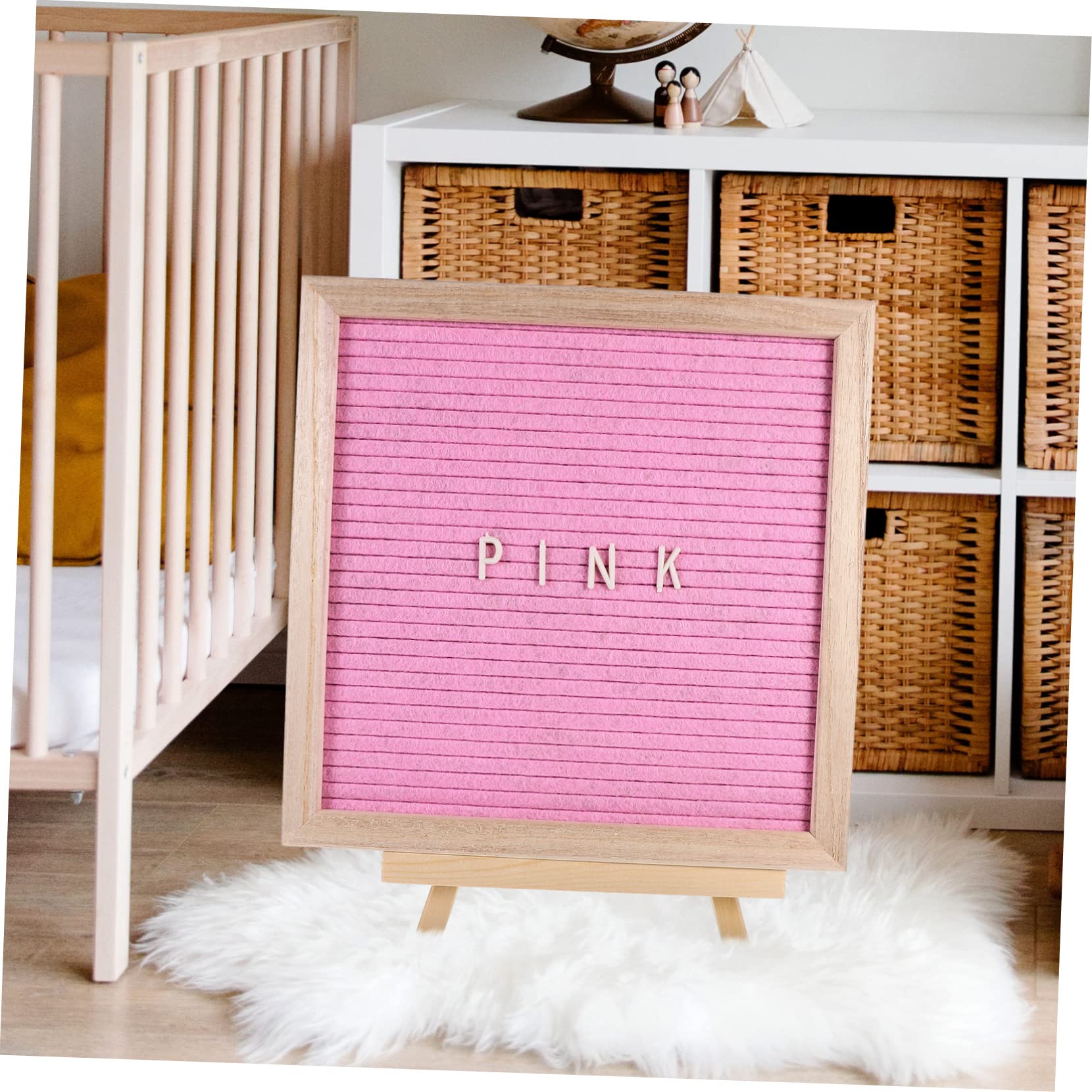 Tableau de Lettres en Feutre Rose avec Cadre Bois 1 Set