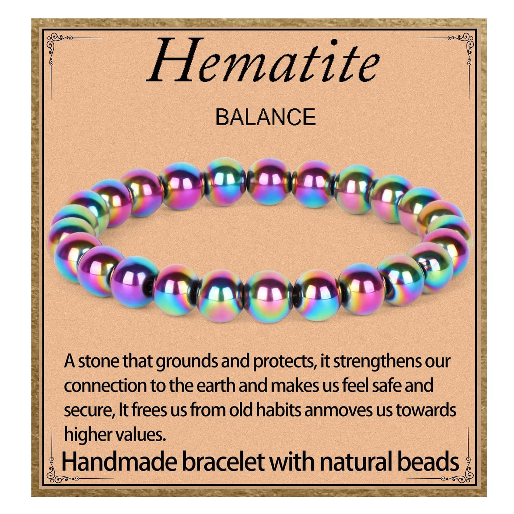 LPBeads Handmade Natural Gemstone Stretch Elastic Bracelet Healing Crystal Round Stone Beads Jewelry Gifts for Women Men