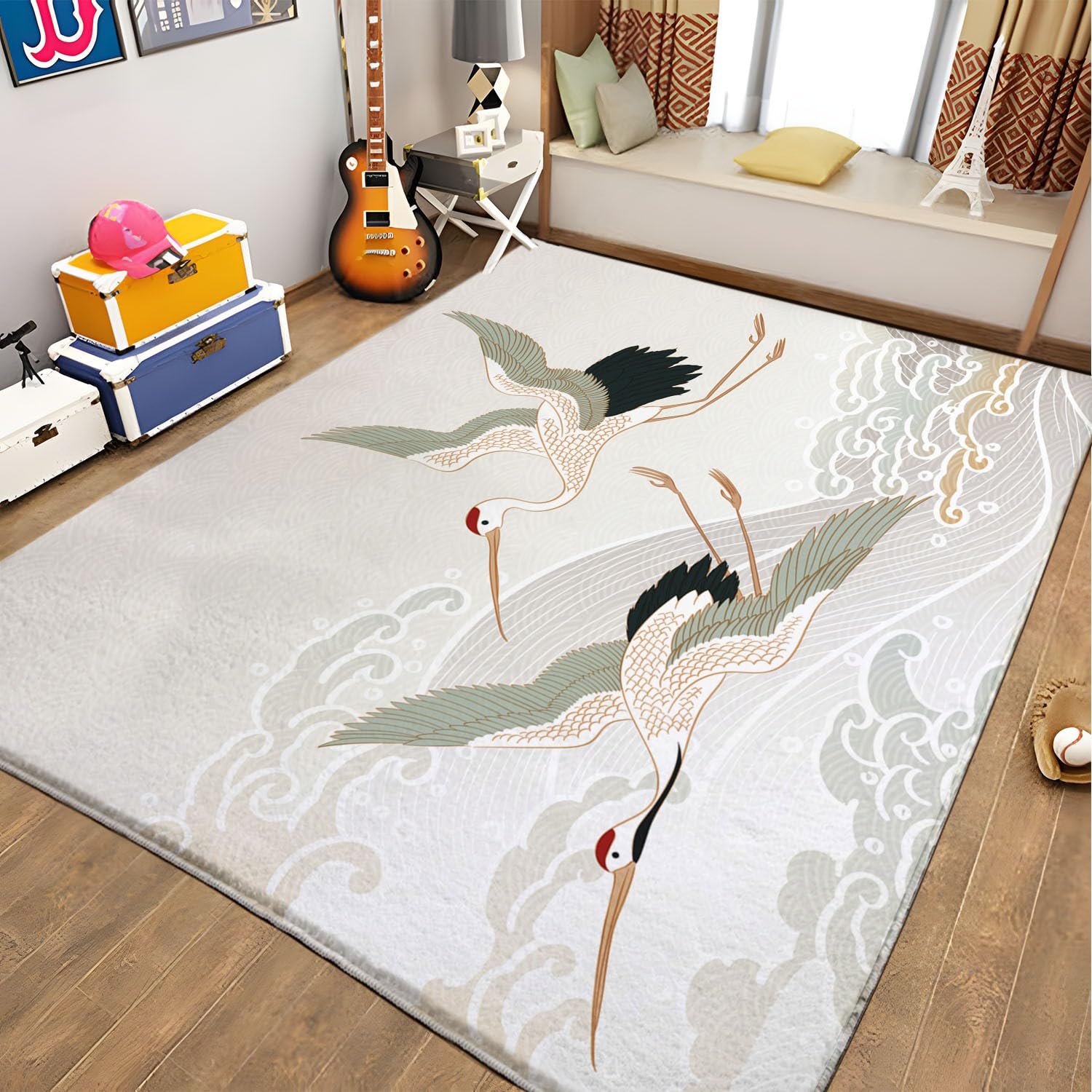 Area Rugs - Tappeto morbido per camera da letto, lavabile in lavatrice, motivo nuvola cinese, antiscivolo, per soggiorno, 140 x 200 cm, per ufficio e decorazione della casa