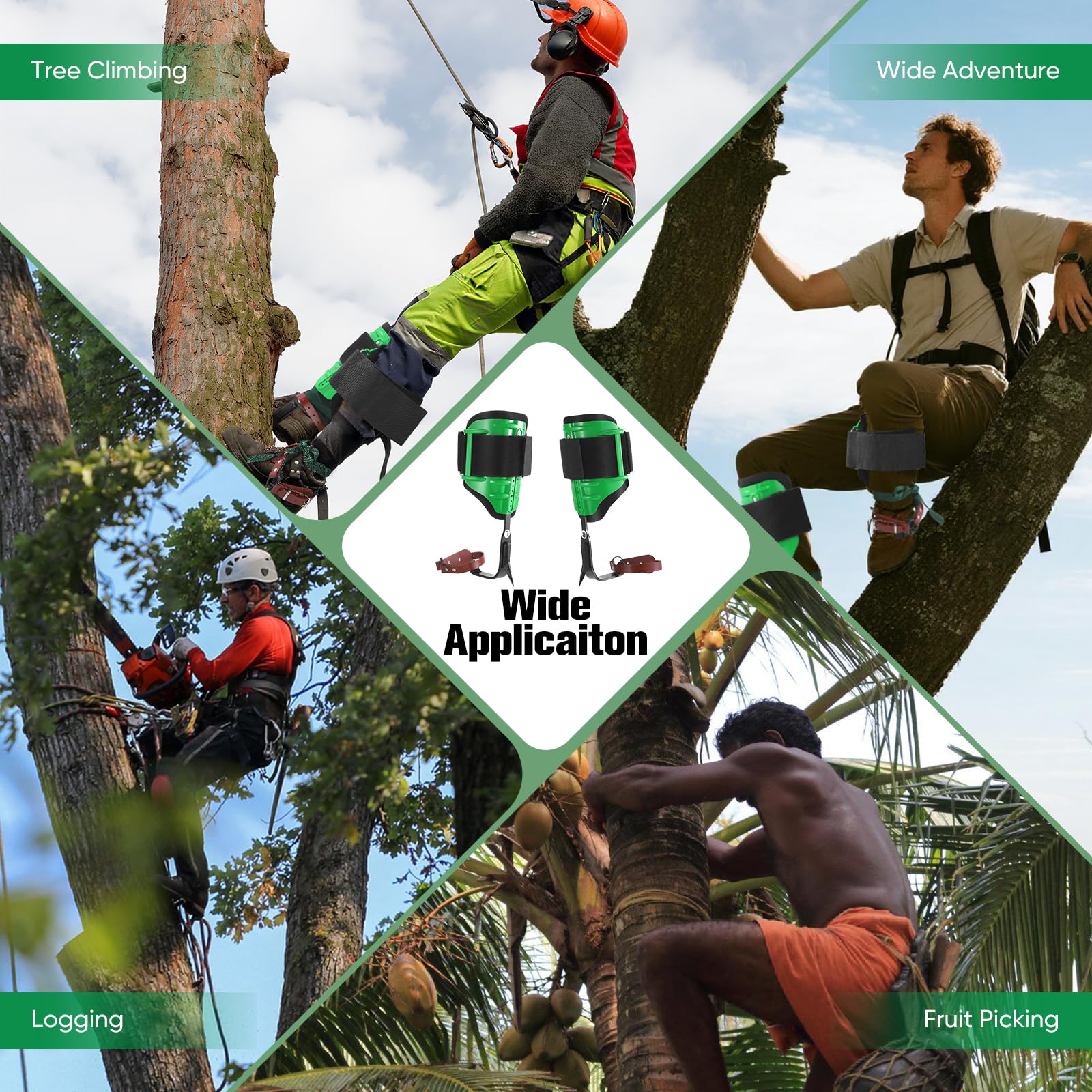 Strumento di arrampicata albero, Ramponi Tree Climber Set Altezza Polpaccio Regolabile, Semplice da Usare per Raccogliere Frutta,elettricista di raccolta all'aperto speciale