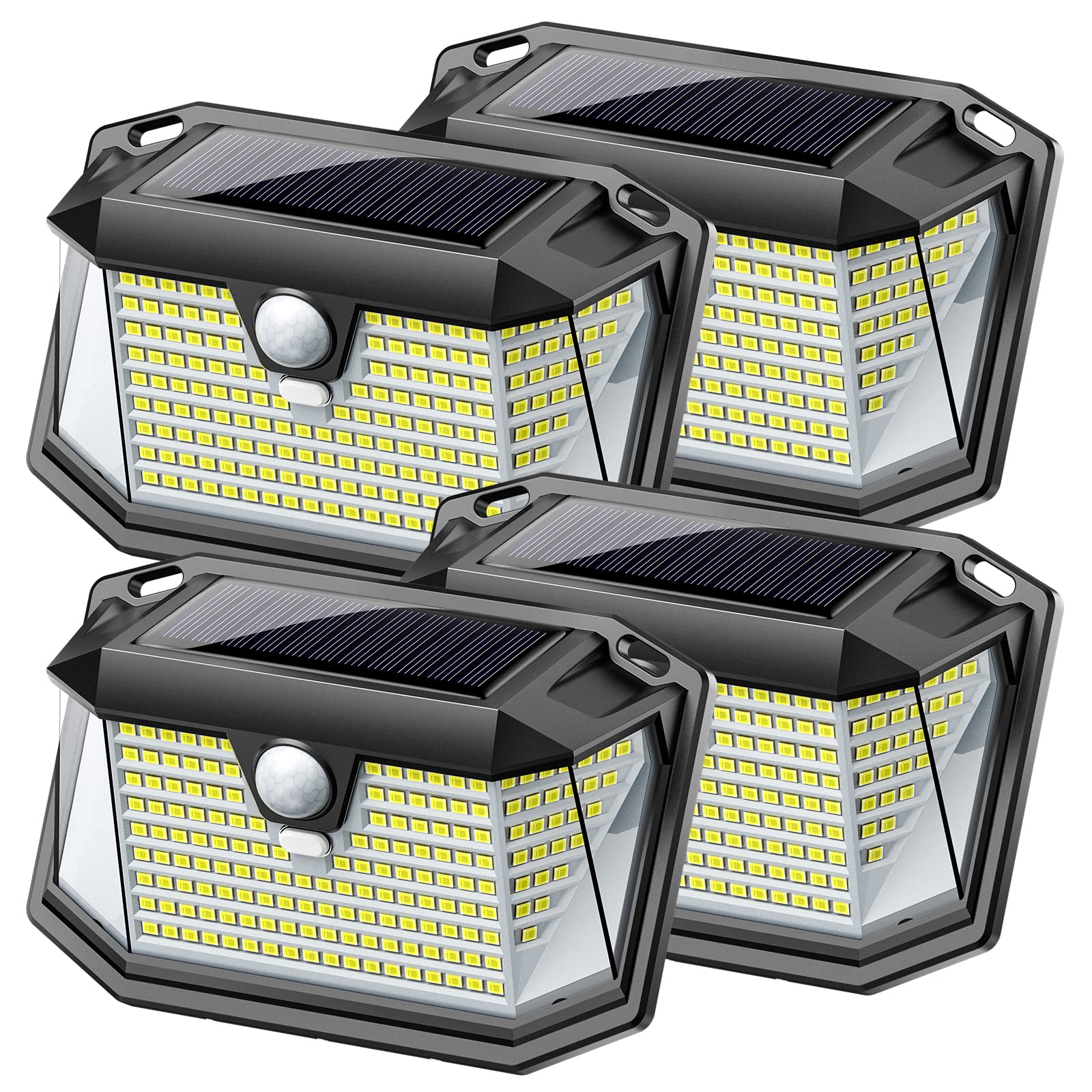 Koicaxy Solar Security Lights Outdoor,202 LED Solar Motion Sensor Lights with 3 Modes 270° Wide Angle Flood Light IP65 Waterproof Wall Lights for Front Door Porch Garden Yard Driveway ,4 Pack,LH-TB10