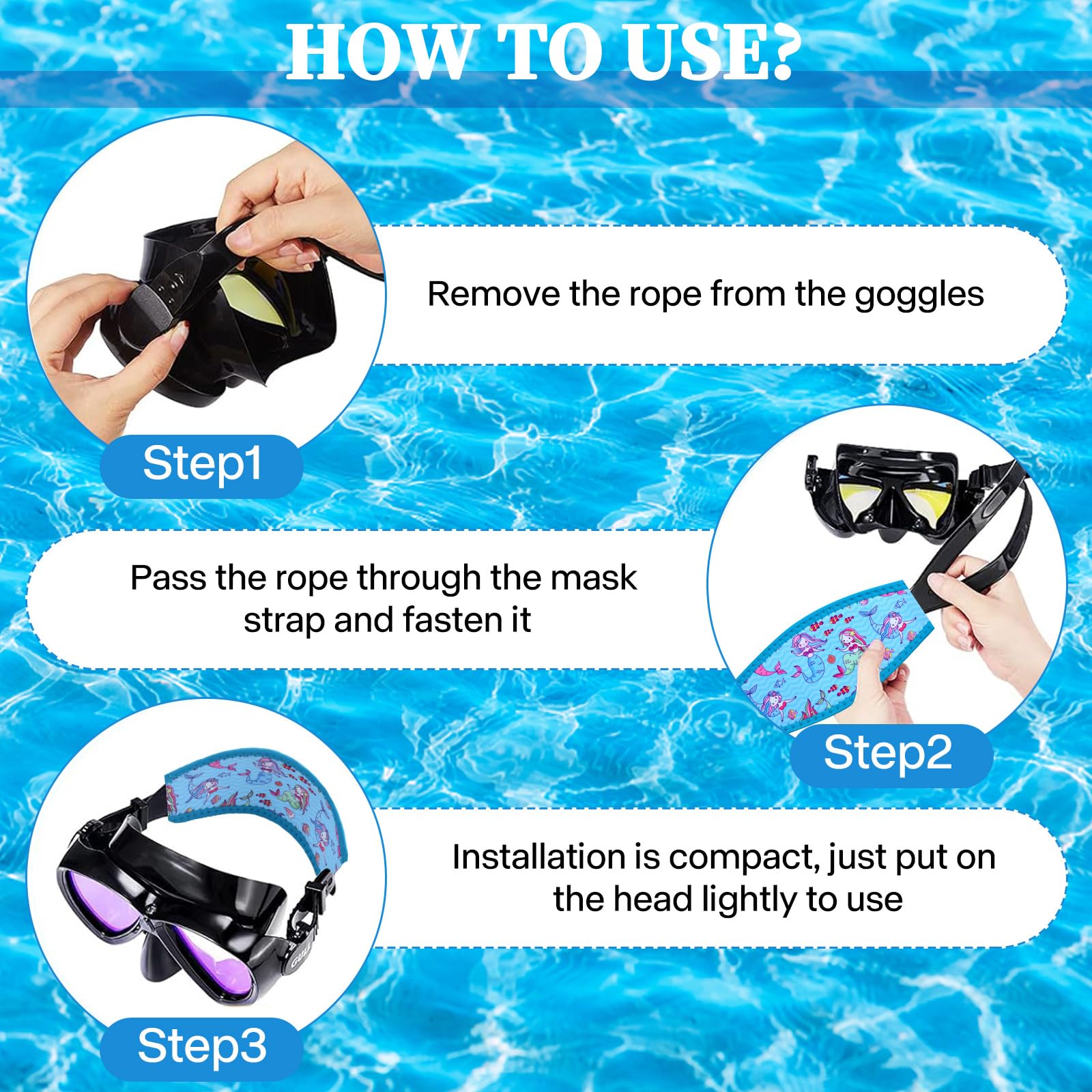 2PCS Cinturino per Maschera da Immersione, Cinturino Maschera in Neoprene, Cinturino per Maschera Sub, Cinghia per Maschera Subacquea Unisex, Cinturino per Avvolgimento da Immersione, per Sport Acquat