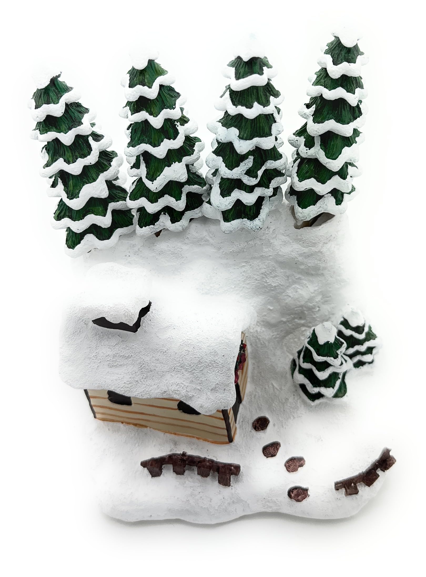 MrNoel's Holly Mountain Lodge Set of 4 Hand Painted Resin Handle Tree Spreaders with Stainless Steel Blade Cheese Spreader, Butter Spreader knives, with 1-Piece Cabin Base