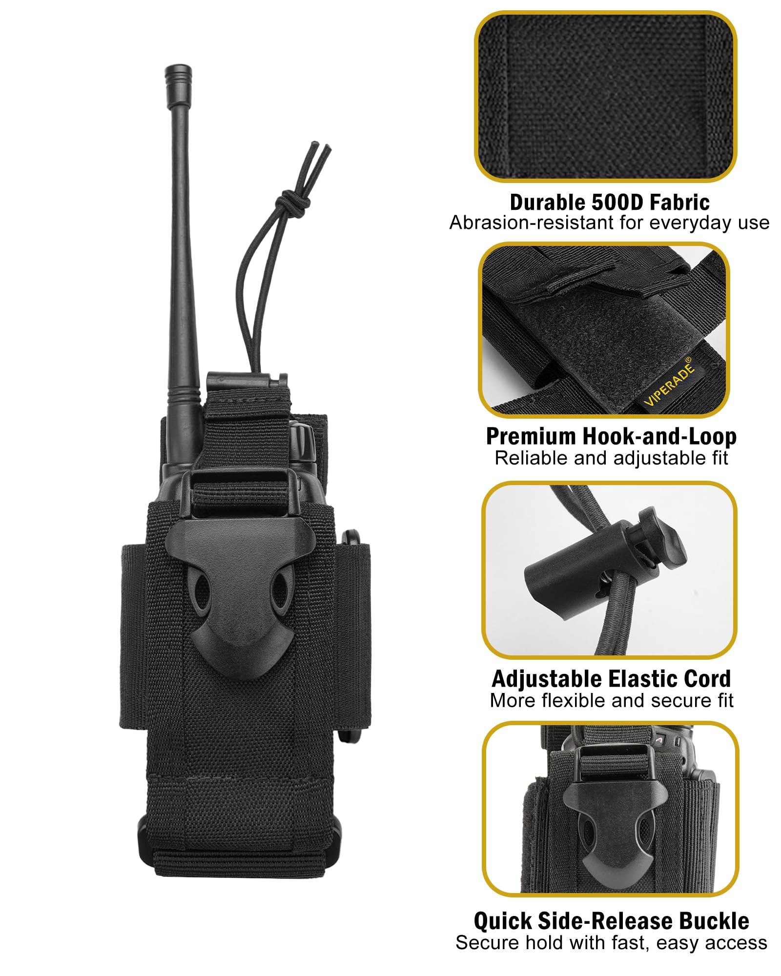 VIPERADE Radio Holster for BaoFeng MOLLE Radio Pouch Horizontal & Vertical Carry for Duty Belt Walkie Talkie Holder for Tactical Vest Backpack — view 6