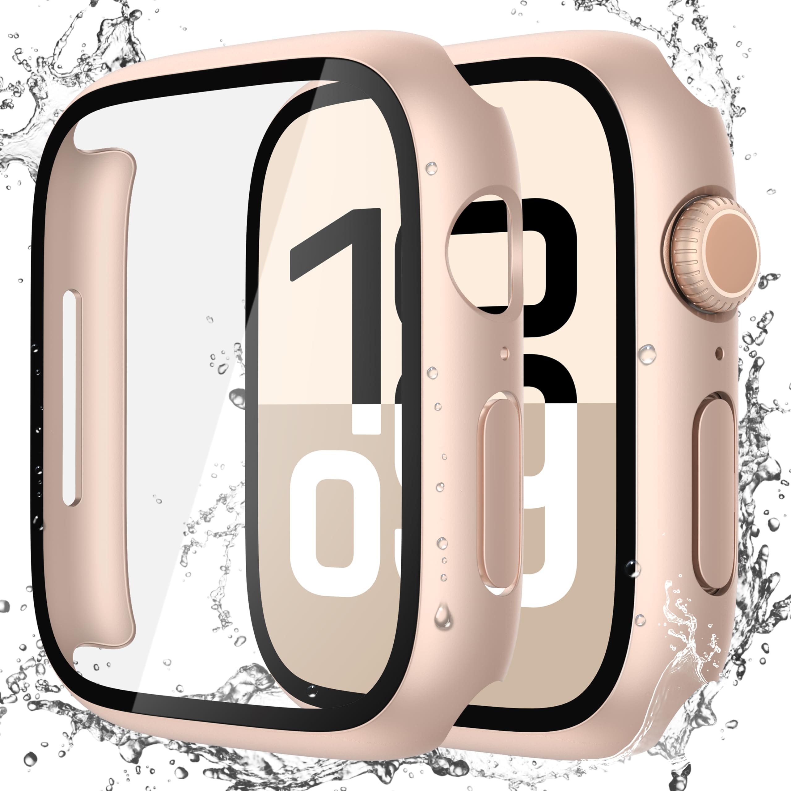 Misxi 2 Pack Waterproof Hard Case with Tempered Glass Compatible with Apple Watch Series 11 2025 Series 10