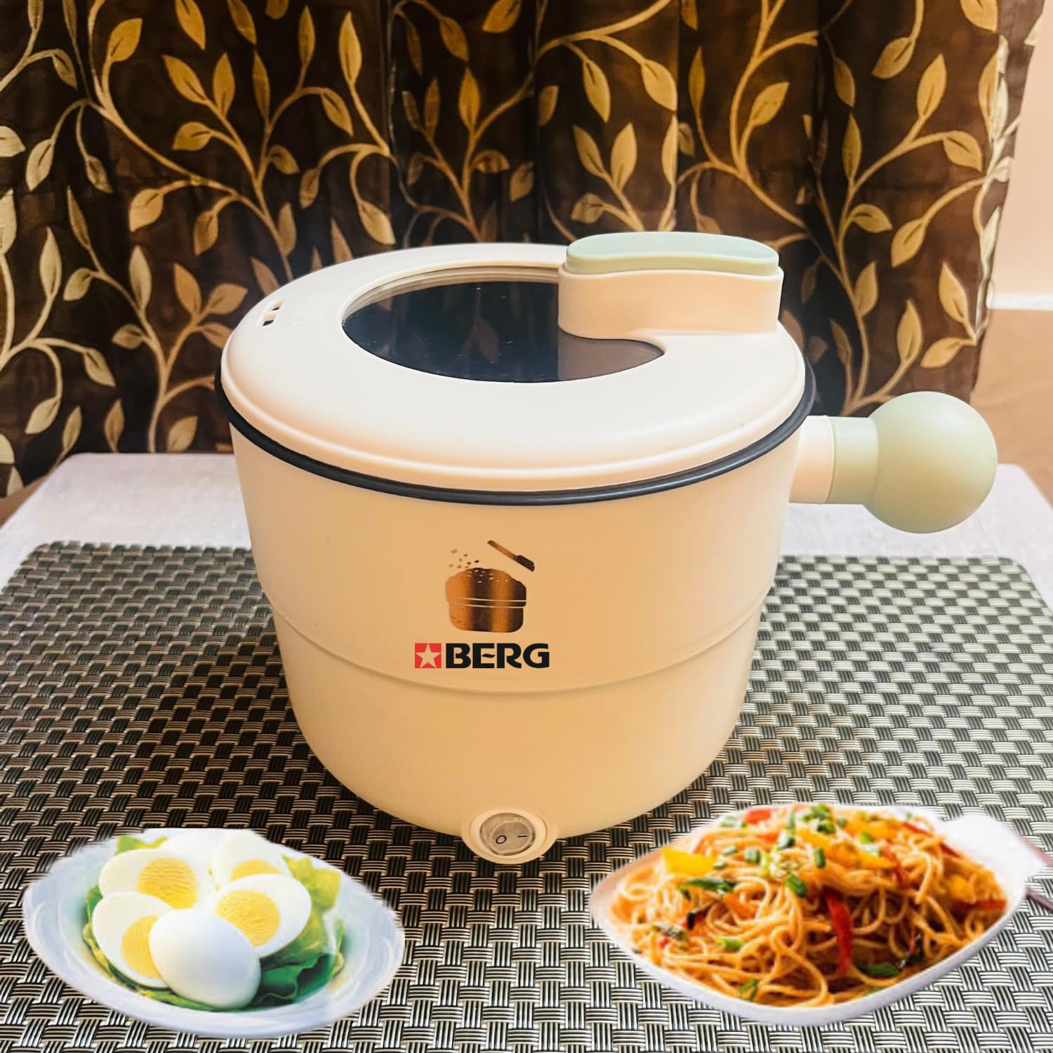Berg Multipurpose Electric Kettle with Ceramic Coating 1.2L|Boil, Steam, Fry, Saute|Multi Cooker kettle for Water,Milk,Egg, Tea,Soup,Coffee, Babyfood, Hostel,Travelling,600W,1Year Waranty-image-44