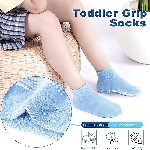Miniatura 4 de Tphon Calcetines antideslizantes para niños pequeños, 12 pares de calcetines de agarre para niños y niñas, calcetines de tobillo con agarre para